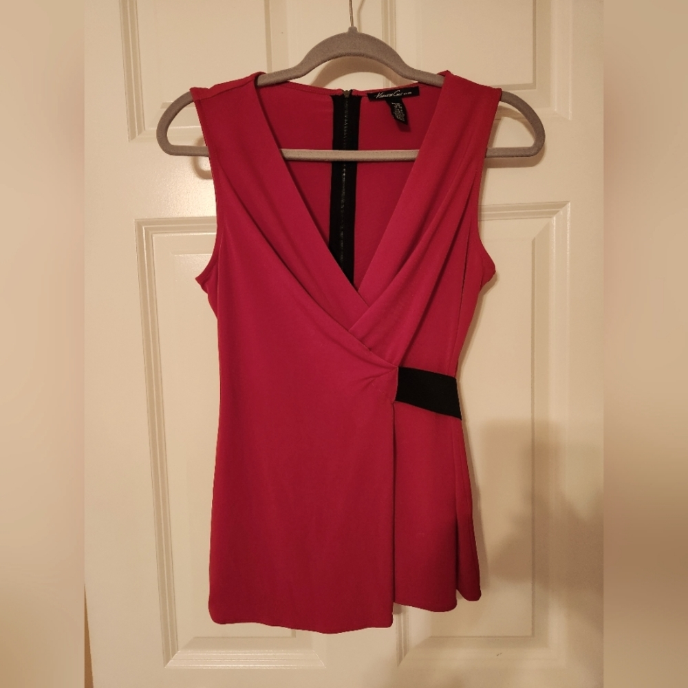 Kenneth Cole red sleeveless blouse
